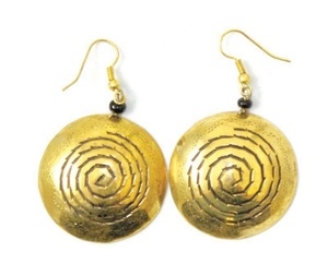 Pendiente de latón hecho a mano indio de alta calidad de estilo americano de tendencia, pendientes de latón con cuentas azules, joyería de moda chapada en oro - Product Image 3