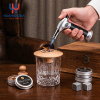 Kit Ahumador de Whisky con Logotipo Personalizado, Antorcha y Vaso en Caja de Madera, Set Ahumador de Cócteles para Vendedores Minoristas