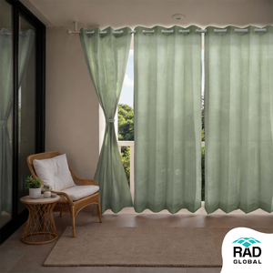 Moon Stone Eyelet Outdoor Curtains 180 GSM with Soft Sage Green Tone and <b>Light</b> Filtering Fabric for Calm Balcony - Product Image 4