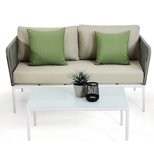 Estilo francés 3 piezas de aluminio al aire libre de <span class=keywords><strong>la</strong></span> <span class=keywords><strong>cuerda</strong></span> diseño Muebles de Jardín moderno sofá conjunto - Product Image 3
