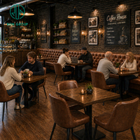 Solution tout-en-un Ron Group pour les cafés : chaise de café, table carrée en bois, banquette rembourrée en cuir capitonné, mobilier de restaurant