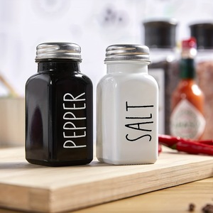 Botellas de condimentos blancas y negras para exportación, botellas de condimentos para barbacoa, botellas de sal y pimienta, recipientes cuadrados de vidrio para sal - Product Image 1