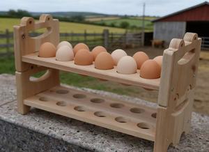 Porte-œufs rustique en bois style ferme, à fentes individuelles, portable, double étage, pour comptoir de cuisine et rangement de poulets - Product Image 2