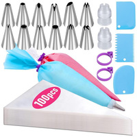 Kit de Poches à Douille pour la Pâtisserie avec Sacs en Plastique Réutilisables et Écologiques pour la Décoration Créative de Desserts