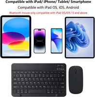 iPad Pro Air Mini iPhone Samsung Tablet Cep Telefonu Android, IPadOS/iOS 13 için Şarj Edilebilir Bluetooth Klavye ve Fare Seti