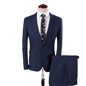 Stripe Trajes para <span class=keywords><strong>hombre</strong></span> Traje de 3 piezas <span class=keywords><strong>Terno</strong></span> Slim Fit Formal Oficina Boda Novio Frac para hombres - Product Image 6