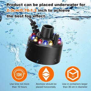 12 LED, brumisateur en plastique écologique, fontaine d'eau, machine à brouillard pour étang, atomiseur, humidificateur d'air, brumisateur ultrasonique, protection contre les éclaboussures - Product Image 4
