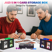 JUZI Vente en gros de boîtes à cartes modulaires en cuir PU à 4 niveaux avec plateau à dés, boîte de rangement pour cartes avec porte-cartes magnétiques 35PT