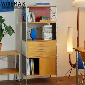WISEMAX FURNITURE Mobile Multifunzionale in Stile Industriale <span class=keywords><strong>per</strong></span> Soggiorno, Armadio con Ripiani in Metallo Resistente <span class=keywords><strong>per</strong></span> <span class=keywords><strong>Casa</strong></span> - Product Image 1