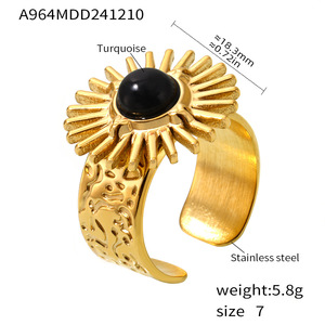 แหวนทองคำแท้18K วงแหวนที่สามารถเปิดได้สีฟ้าดอกทานตะวันสีเทอร์ควอยส์ - Product Image 6