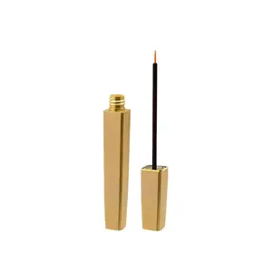 Popular luxury empty eyelash serum tube with brush square gold color eyeliner bottle