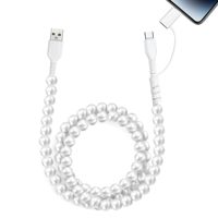 66W 2 en 1 Multi USB vers USB C Câble de charge rapide 3.3FT Cute Beaded Phone Charger Charger Cord Pearl USB Type C