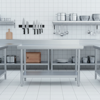Table de préparation commerciale en acier inoxydable 304 sur mesure avec pieds ronds et pieds réglables pour restaurant et cuisine