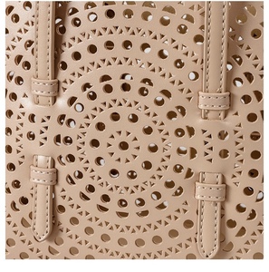 New Casual Tote Bag Genuine Cowhide Leather Letter Single-Shoulder Perforated Vegetable Basket Zipper <strong>Mina</strong> Women Crossbody Bag - Product Image 2