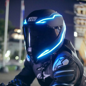 Kit de casque de <span class=keywords><strong>moto</strong></span> étanche RTS, bande lumineuse froide à LED, <span class=keywords><strong>autocollant</strong></span> EL avec 4 feux d'avertissement clignotants pour la conduite de nuit - Product Image 6