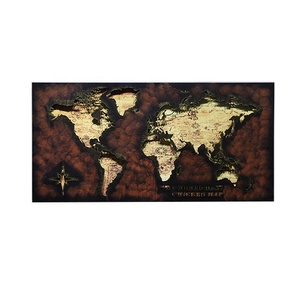 Grand Rétro Antique Carte Du Monde En Fer Forgé Creux Maison Café Bar Décoration Murale - Product Image 3