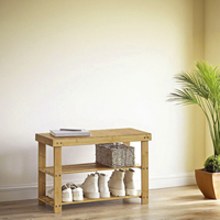Banc moderne en bambou pour le changement des chaussures de la table d'appoint du salon-Convient pour l'entrée du salon, la chambre à coucher
