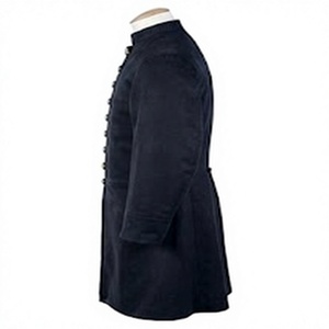 Uniforme Histórico Negro para Hombre, 100% Lana, Ecológico, con Piel de Zorro Auténtica, Prenda Exterior Tejida, Cierre de Botones Largo al Frente, Reproducción Americana - Product Image 2