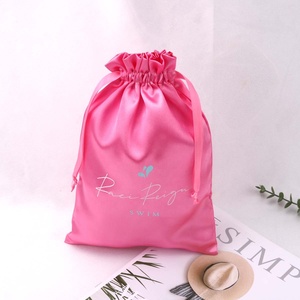Custom Logo Printed Luxury Satin Hair <b>Extension</b> Bag Drawstring Bundle Swimsuit Shoe Dust Silk Pouch - Product Image 4