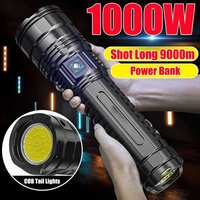 Lampe Torche Super Puissante 10000 Lumens, Longue Portée, Rechargeable USB, Zoom, Étanche