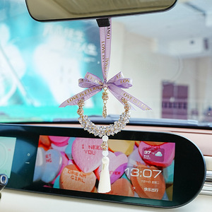 Colgante de cristal para coche con lazo y borla, decoración para espejo retrovisor, estilo Hollywood Glam, para decoración interior de bodas GJ-01 - Product Image 2