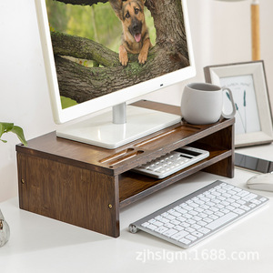 Computer Riser Stand Bamboo Desktop Monitor Stand With Storage For Office Use - Product Image 5