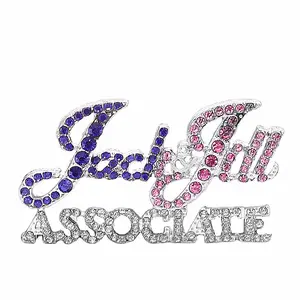 Delicate Hollow Letter Design Gifts JJOA Lapel Pin Blue And Pink Rhinestone Inlaid Jack And Jill Associate Brooch Pin