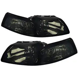 99-04 for Ford Mustang Replacement Euro Smoke Tinted Headlights Driving Head Lamps