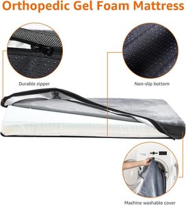 Flannel Fabric Rectangular Washable Memory Foam Orthopedic Dog <b>Bed</b> - Product Image 3