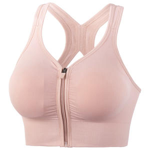 Custom ad alto supporto da donna senza soluzione di continuità Cross Beauty posteriore cerniera anteriore <span class=keywords><strong>BH</strong></span> Yoga sport reggiseno Crop Top per correre allenamento palestra <span class=keywords><strong>Fitness</strong></span> - Product Image 4