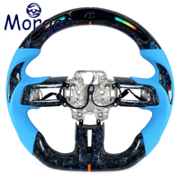 Setir Kemudi LED Serat Karbon Forged Biru Berkualitas Tinggi Khusus untuk Ford Mustang GT/GT500/GT350 2015-2023