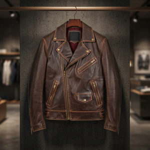 <b>Mens</b> Soft Lambskin <b>Trucker</b> Leather <b>Jacket</b> Ubran/Party Club Wear Fashion Outer Wear Biker Cafe Racer - Product Image 3