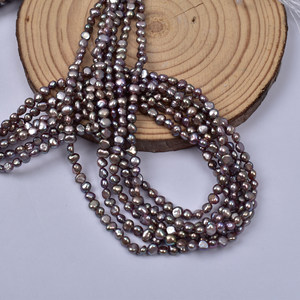 Collier de perles violettes démoniaques de 4 mm, perles d'eau douce naturelles colorées, forme baroque, perles en vrac, chaîne de clavicule, produit semi-fini - Product Image 4