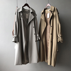 2025 женское весеннее длинное пальто оверсайз в Корейском стиле женское модное длинное пальто с поясом - Product Image 2