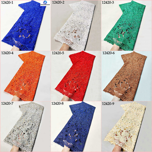<span class=keywords><strong>Dentelle</strong></span> soluble dans l'eau Sinya Luxury Crystal Stone, 5 yards, tissu en <span class=keywords><strong>dentelle</strong></span> guipure brodée en <span class=keywords><strong>mousseline</strong></span> africaine de haute qualité pour femmes - Product Image 2