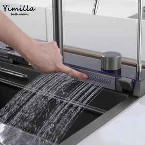 블랙 현대 스마트 주방 나노 스테인레스 스틸 다기능 싱크 폭포 수도꼭지 싱크 식기 세척기 레스토랑 - Product Image 5