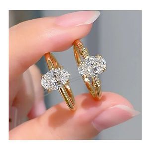 Xinfly 18K Solid Real Gold Trendy D VS1 1CT <b>Solitaire</b> IGI Lab Grown Diamond Oval Cut <b>Ring</b> for Wedding Engagement - Product Image 1