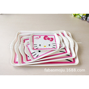 ถาดเสิร์ฟพลาสติกทรงสี่เหลี่ยมลายการ์ตูนเฮลโลคิตตี้ สีชมพู สำหรับใช้ในครัวเรือน - Product Image 4