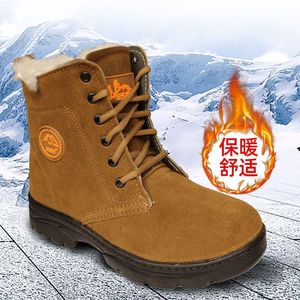 Bottes d'hiver pour hommes, vert militaire, doublées de laine épaisse, chaudes, pour le travail en extérieur, semelle injectée, lacets avant - Product Image 3
