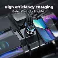 Cargador de Coche USB C de Carga Súper Rápida 6 en 1 con Luz RGB, Cargador USB para Encendedor de Cigarrillos Multipuerto de 105 W para iPhone