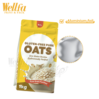 Sachet personnalisé imprimé de haute qualité en PE de qualité alimentaire refermable à fond plat pour muesli petit-déjeuner sain avec fenêtre transparente