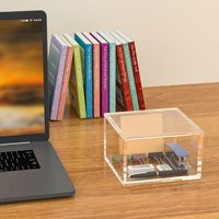 Organisateur de bureau pliable en acrylique écologique avec base dorée – Boîte de rangement et de présentation fonctionnelle et élégante, recyclable