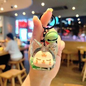 Dễ thương Hàn Quốc Acrylic Keyring Móc Chìa Khóa Vòng dầu nổi ít phim hoạt hình phim hoạt hình Cát chảy sữa tách trà lỏng Keychain Túi Mặt dây chuyền - Product Image 5