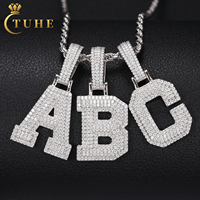 Pendentif Lettre Initiale A-Z en Moissanite, Test Diamant, en Argent Sterling 925, Bijoux Iced Out Style Hip Hop pour Homme, Vente en Gros