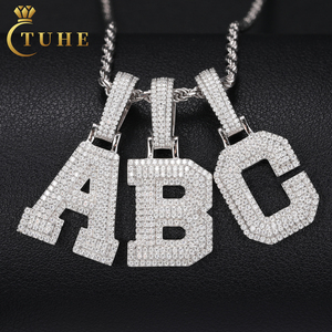 Wholesale Pass Diamond Tester Moissanite A-Z <strong>Initial</strong> <strong>Pendant</strong> 925 Sterling <strong>Silver</strong> Iced Out Jewelry Hip Hop Letter <strong>Pendant</strong> for Men - Product Image 1