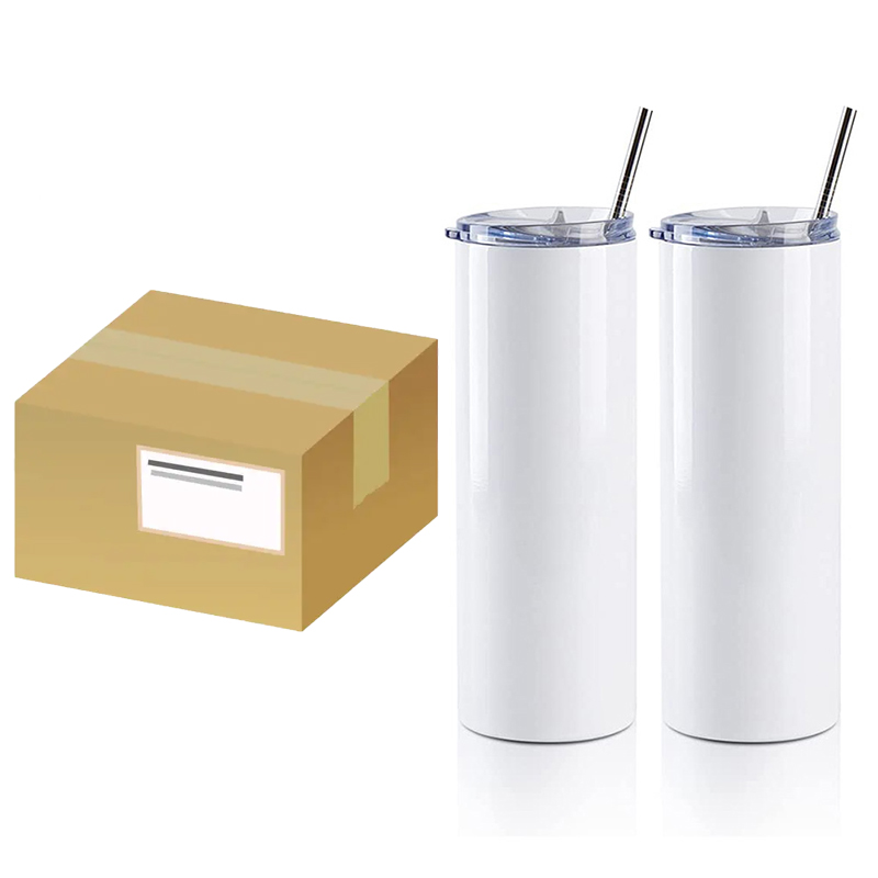 20oz white glossy sub+metal&plastic straw+bottom