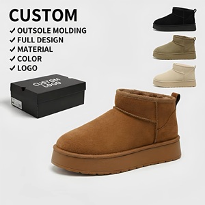 Bottes de neige personnalisables pour femmes, confortables, chaudes, doublées de fourrure, à plateforme, à jambe droite, chaussures d'hiver, prix d'usine en gros - Product Image 1
