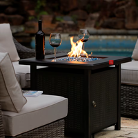 Table de feu au gaz rectangulaire moderne en aluminium de 50 000 BTU avec allumage pulsé pour terrasse extérieure TB-05