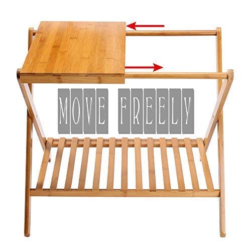Solid Wood Deluxe Luggage Rack Bamboo Foldable Wooden Hotel Luggage Rack With Mobile Tray And Shoe Rack