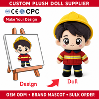 Peluche personnalisée Pompier Garçon, Figurine en Peluche, Mascotte Douce, Jouet OEM ODM, Créez Votre Design